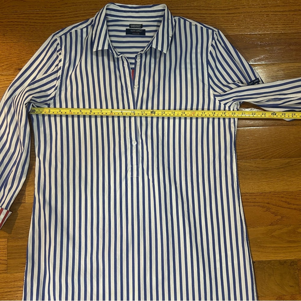 Saint James Benedict Blue and White Striped shirt Dress 10 - Picture 9 of 16